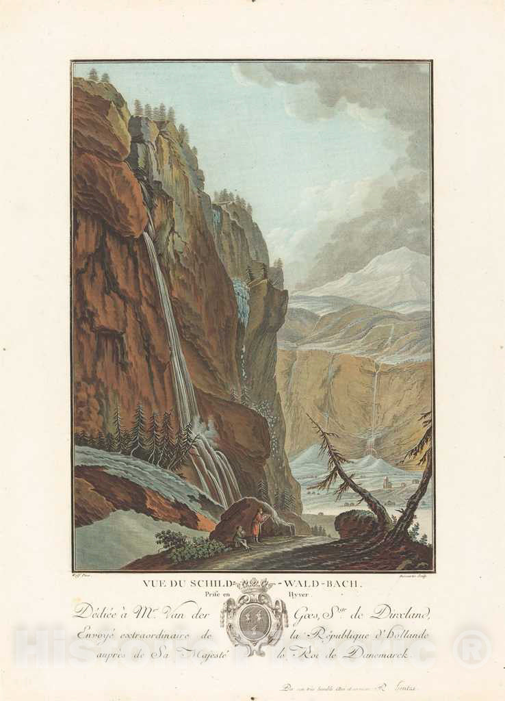 Art Print : Descourtis After Caspar Wolf, Vue du Schild-Wald-Bach Prise en Hyver, 1785 - Vintage Wall Art
