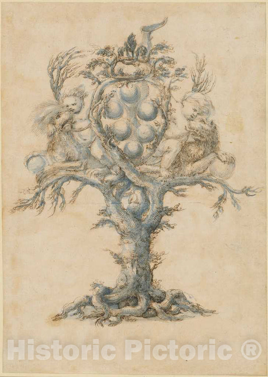 Art Print : A Wine Decanter with Lions and Putti, c.1660 - Vintage Wall Art