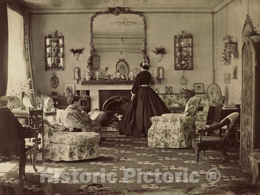 Art Print : Viscountess Jocelyn, Interior of Room, c. 1862 - Vintage Wall Art