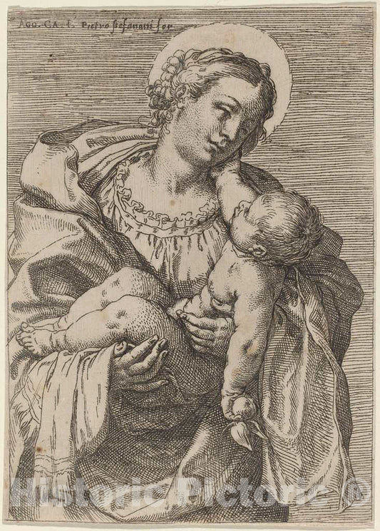 Art Print : Annibale Carracci, The Madonna and Child with an Apple, c.1592 - Vintage Wall Art