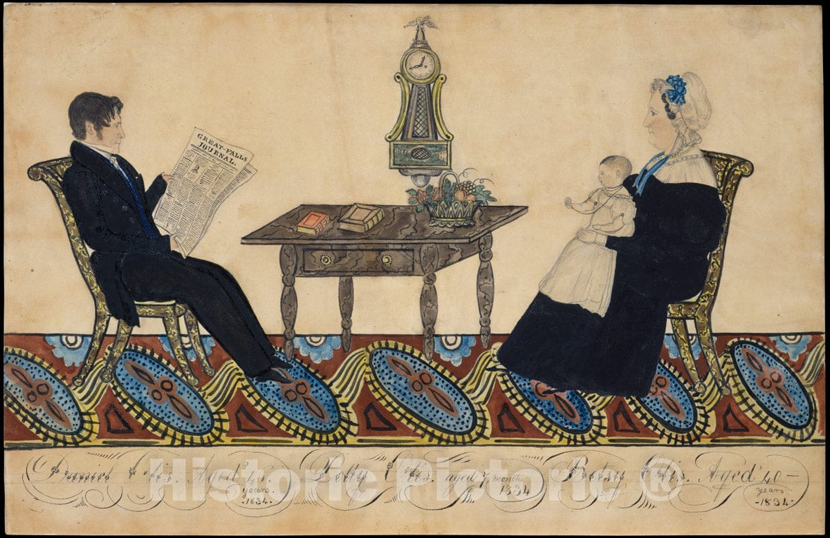 Art Print : Joseph H. Davis - Mr. and Mrs. Daniel Otis and Child : Vintage Wall Art