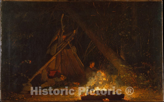 Art Print : Winslow Homer - Camp Fire : Vintage Wall Art