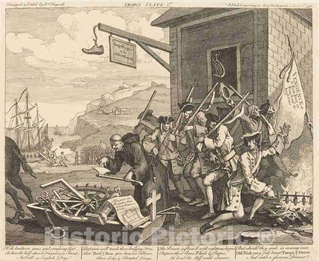 Art Print : William Hogarth, France, 1756 - Vintage Wall Art