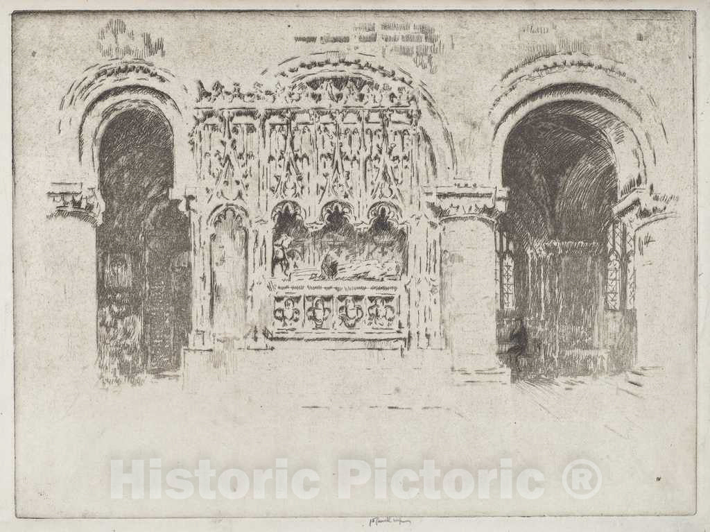 Art Print : Joseph Pennell, The Founder's Tomb, Church of Saint Bartholomew The Great, 1903 - Vintage Wall Art