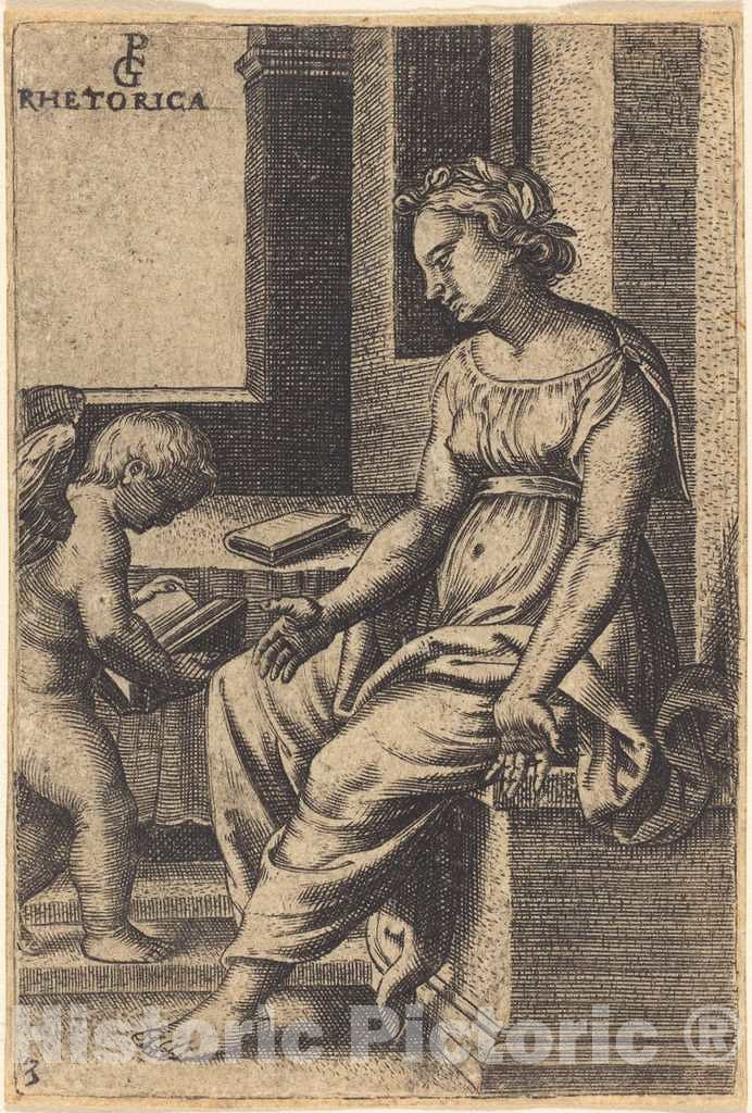 Art Print : Georg Pencz, Rhetoric - Vintage Wall Art