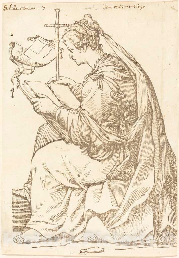 Art Print : Jacques Stella, Sibylla Cumana, 1625 - Vintage Wall Art