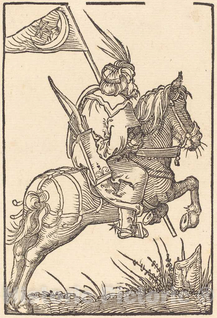 Art Print : Hans Springinklee, A Turkish Horseman - Vintage Wall Art