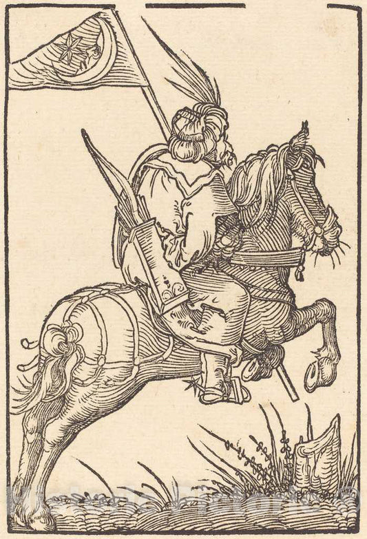 Art Print : Hans Springinklee, A Turkish Horseman - Vintage Wall Art