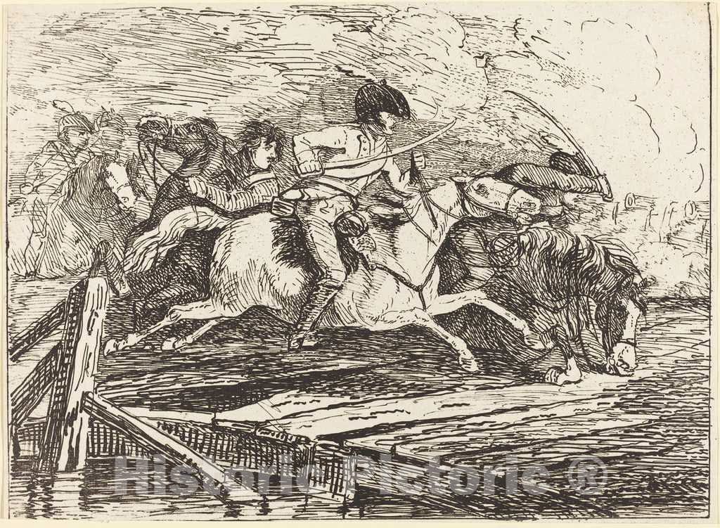 Art Print : Conrad Gessner, Cavalry Charging, 1801 - Vintage Wall Art