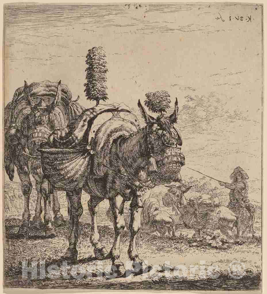 Art Print : Dujardin, Two Mules - Vintage Wall Art