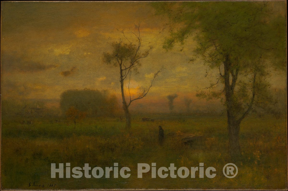 Art Print : George Inness - Sunrise : Vintage Wall Art