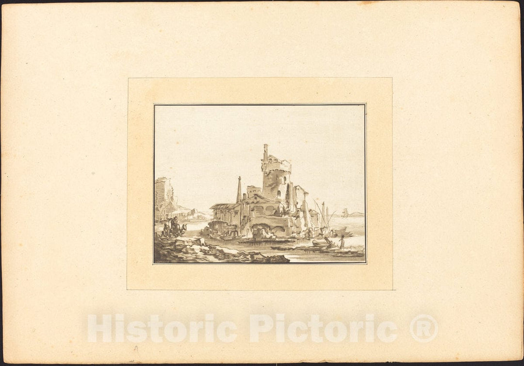 Art Print : Prestel After Wyck, Roman Ruin, 1782 - Vintage Wall Art