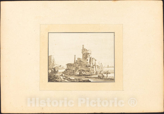 Art Print : Prestel After Wyck, Roman Ruin, 1782 - Vintage Wall Art
