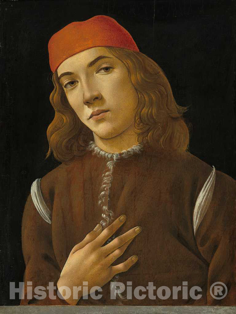 Art Print : Sandro Botticelli, Portrait of a Youth, c.1484 - Vintage Wall Art