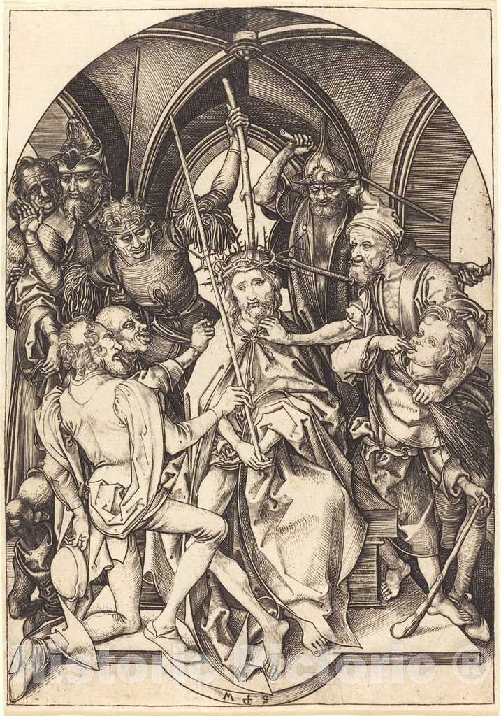 Art Print : Martin Schongauer, Christ Crowned with Thorns, c. 1480 - Vintage Wall Art