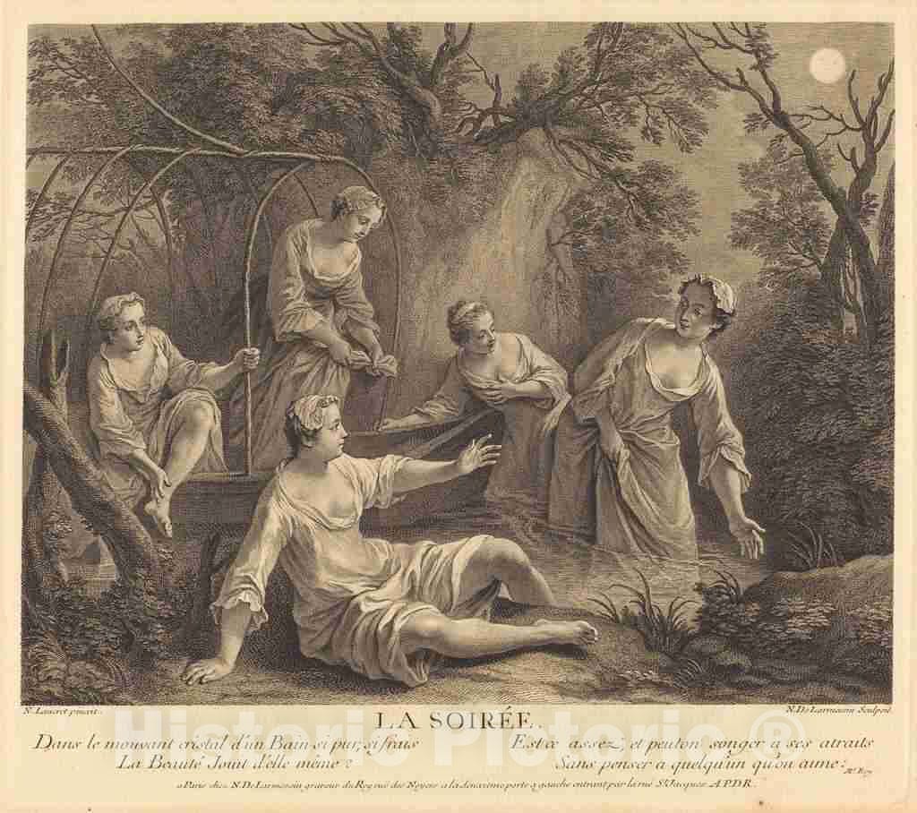 Art Print : Larmessin IV After Lancret, La Soiree, 1741 - Vintage Wall Art