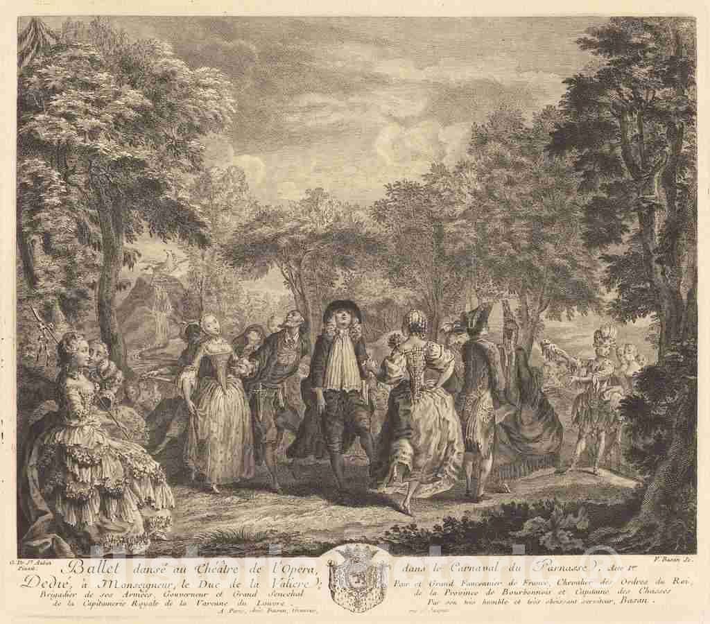 Art Print : Basan After Saint-Aubin, Ballet at The Opera, 1761 - Vintage Wall Art