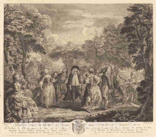 Art Print : Basan After Saint-Aubin, Ballet at The Opera, 1761 - Vintage Wall Art