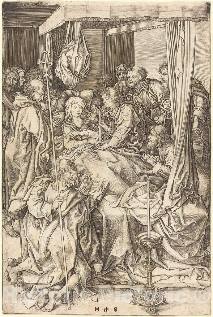 Art Print : Martin Schongauer, Death of The Virgin, c.1473 - Vintage Wall Art