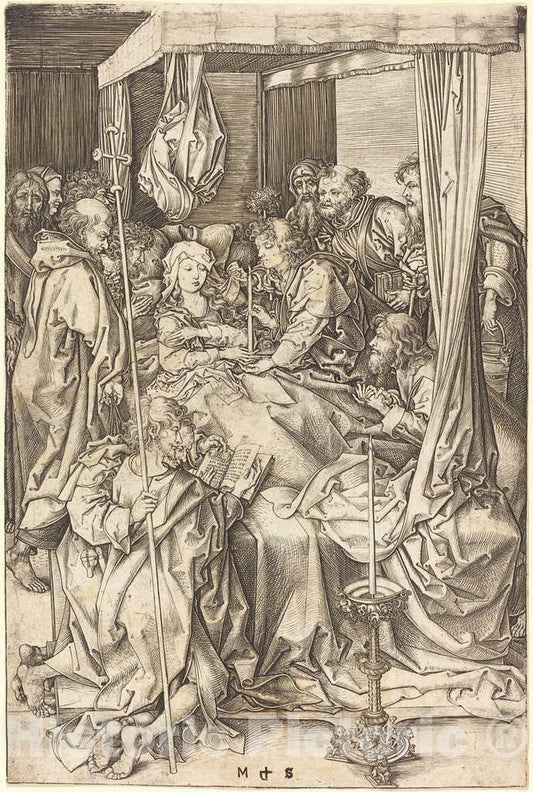 Art Print : Martin Schongauer, Death of The Virgin, c.1473 - Vintage Wall Art