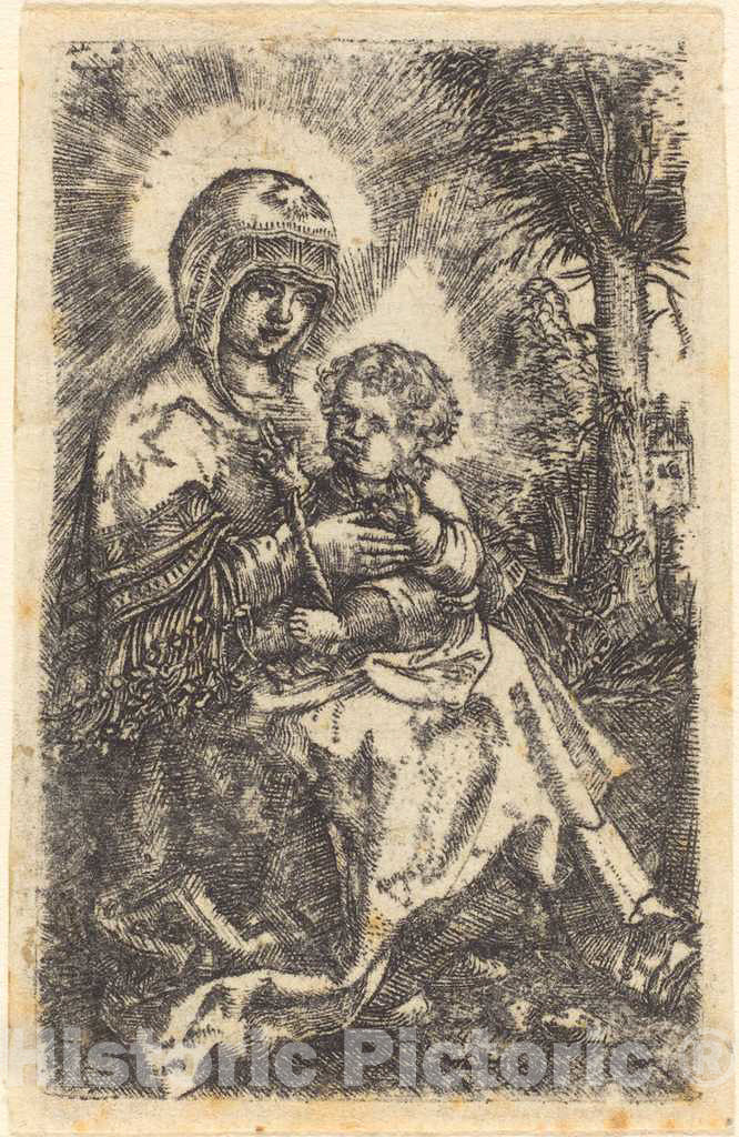 Art Print : Albrecht Altdorfer, The Beautiful Virgin of Ratisbon in a Landscape, c.1520 - Vintage Wall Art