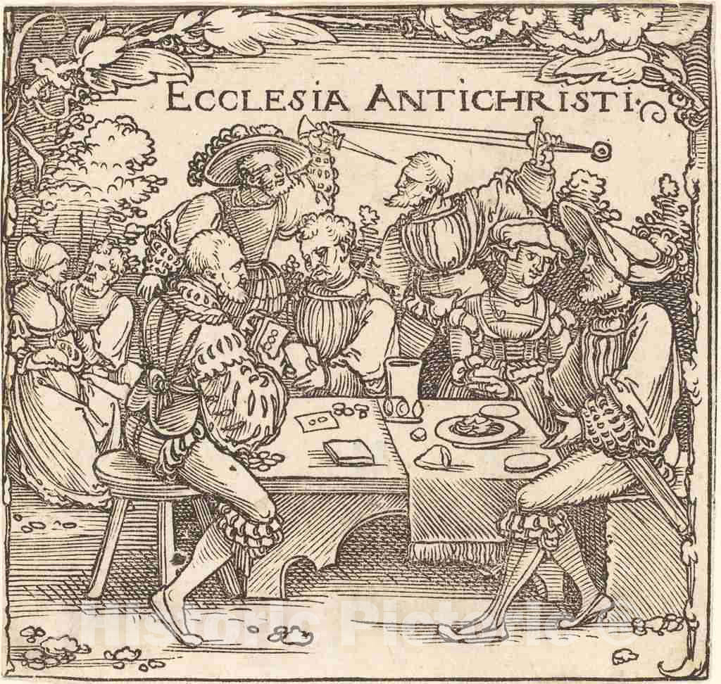 Art Print : Sebald Beham, Ecclesia Antichristi - Vintage Wall Art
