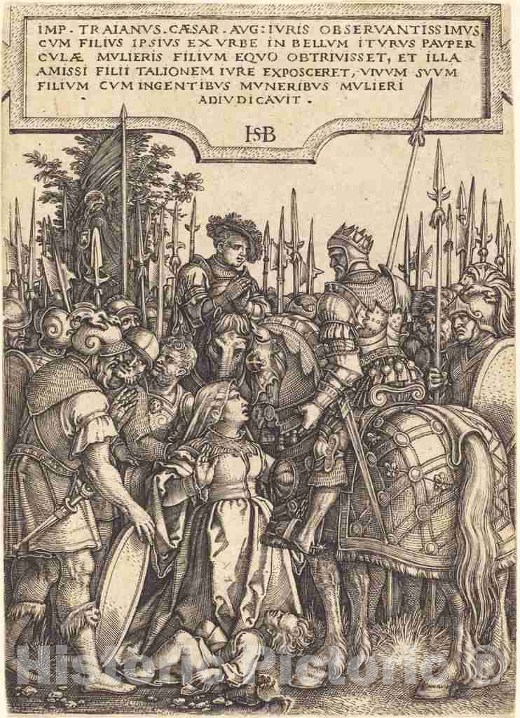 Art Print : Sebald Beham, Trajan's Justice, 1537 - Vintage Wall Art