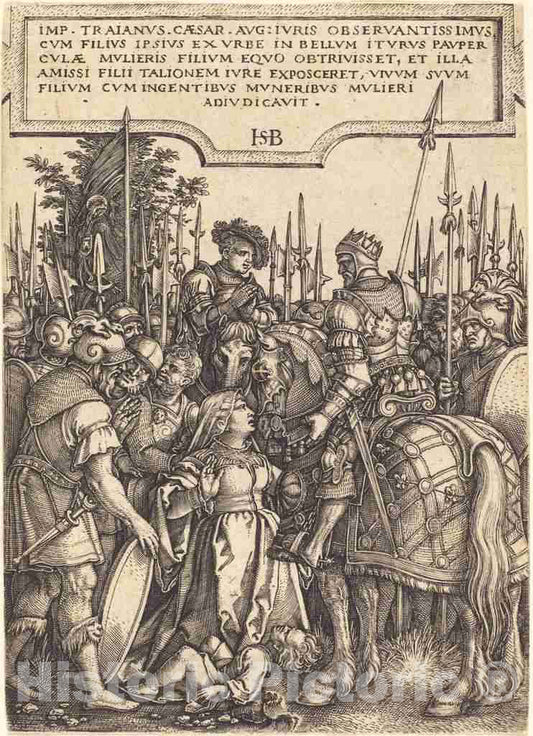 Art Print : Sebald Beham, Trajan's Justice, 1537 - Vintage Wall Art
