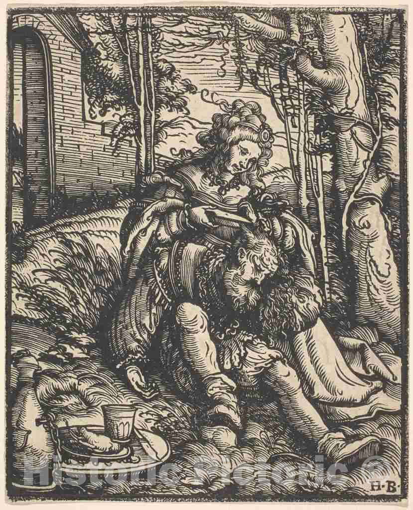 Art Print : Hans Burgkmair I, Samson and Delilah - Vintage Wall Art