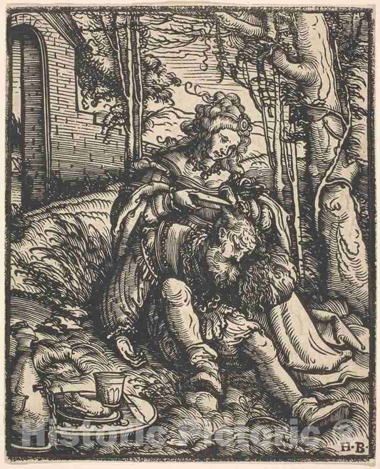 Art Print : Hans Burgkmair I, Samson and Delilah - Vintage Wall Art