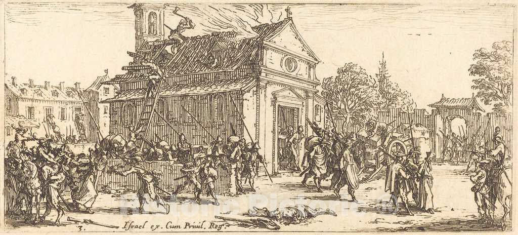 Art Print : Jacques Callot, Pillaging a Monastery, c. 1633 - Vintage Wall Art