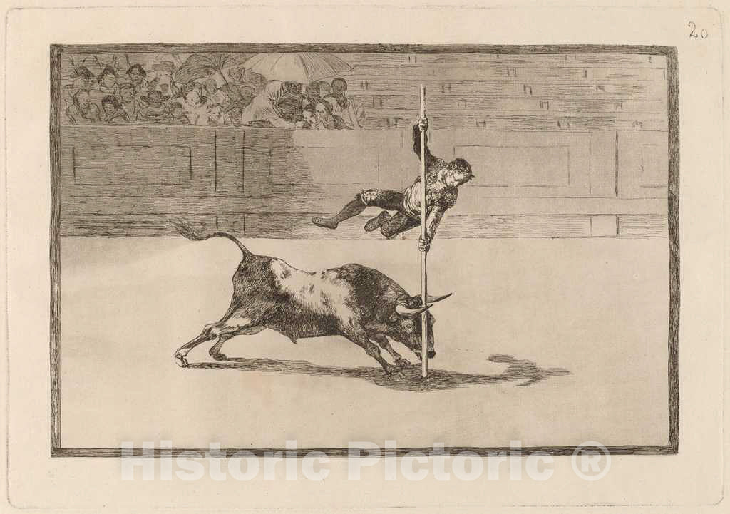 Art Print : Francisco de Goya, The Agility and Audacityof Juanito Apinani in The Ring at Madrid, in or Before 1816 - Vintage Wall Art