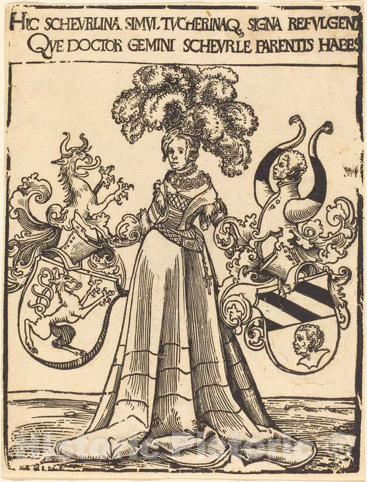 Art Print : Lucas Cranach The Elder, Bookplate of Scheurl and Tucher - Vintage Wall Art