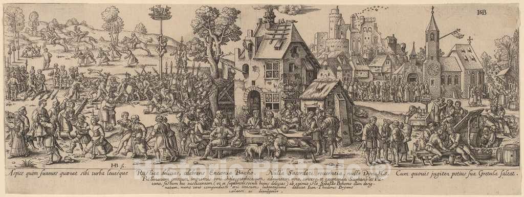 Art Print : Jan de Bry After Beham, Country Fair - Vintage Wall Art