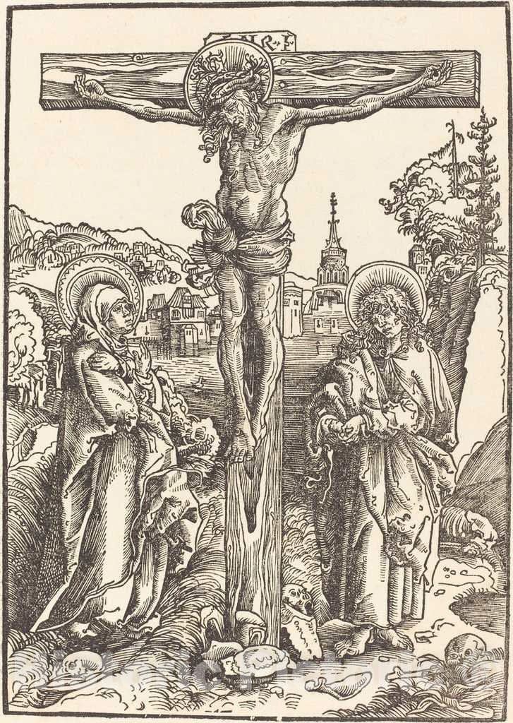 Art Print : Lucas Cranach The Elder, Christ on The Cross Between The Virgin and Saint John, c. 1502 - Vintage Wall Art