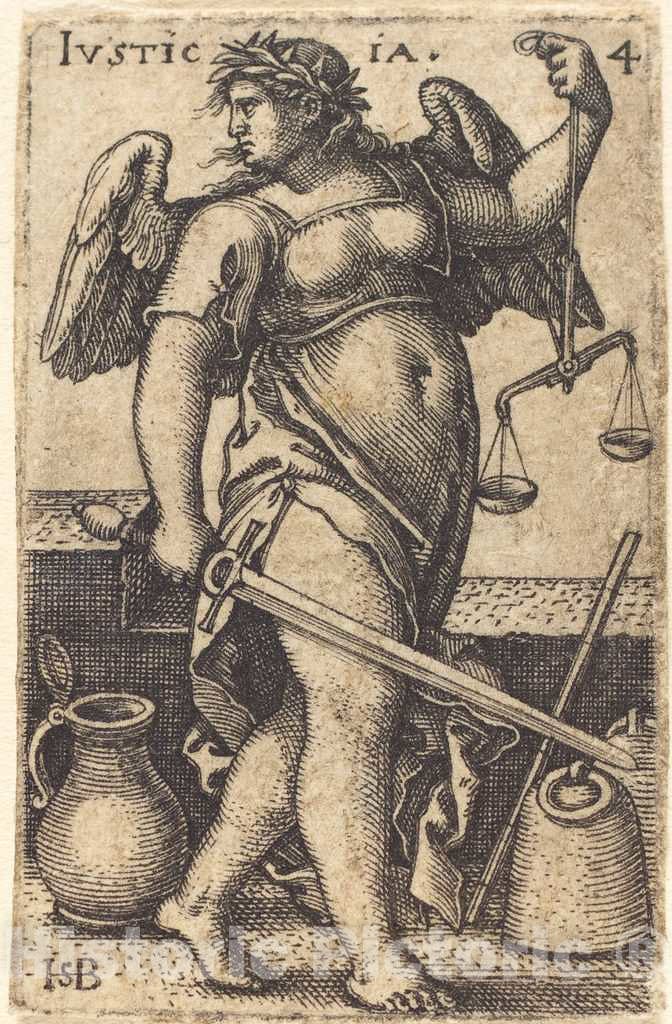 Art Print : Sebald Beham, Justicia - Vintage Wall Art