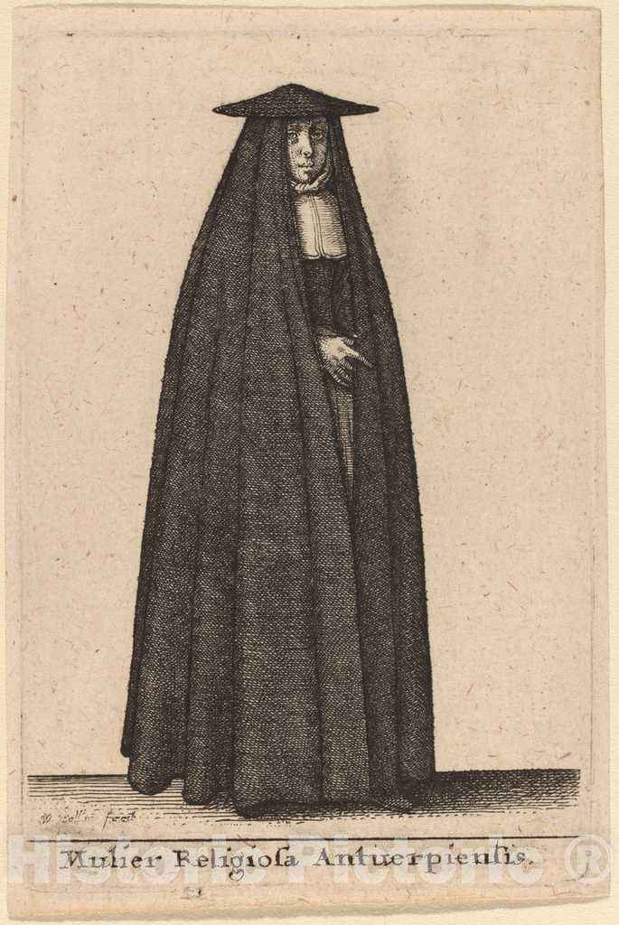 Art Print : Wenceslaus Hollar, Mulier Religiosa Antuerpiensis - Vintage Wall Art