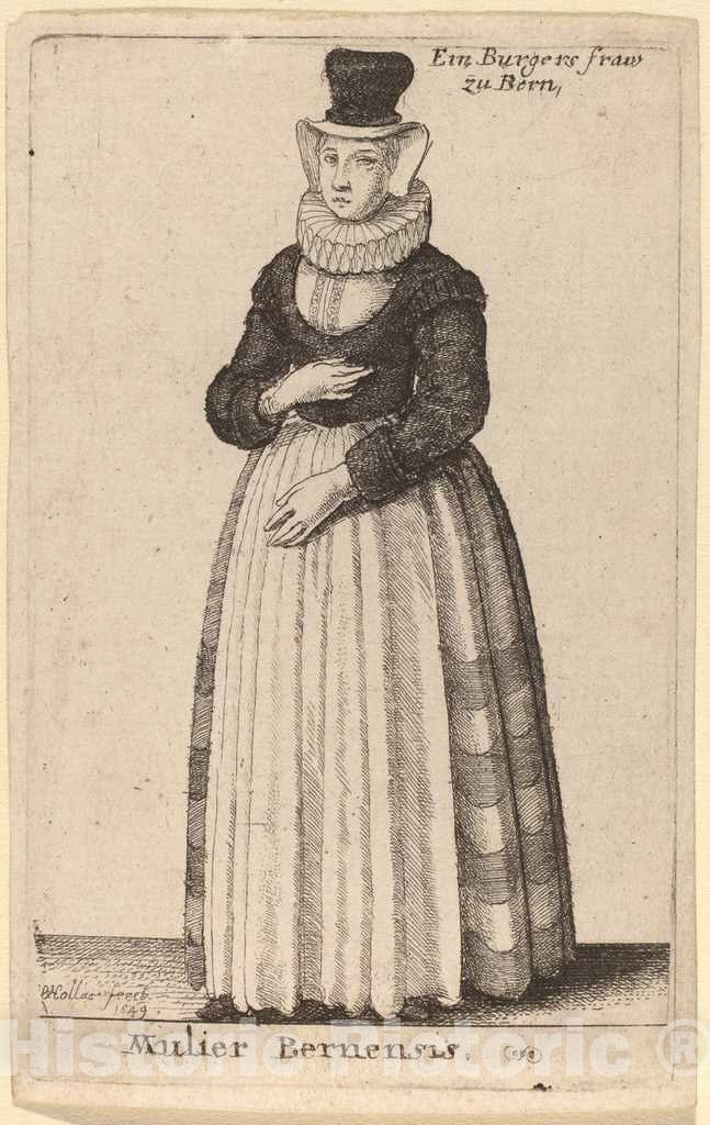Art Print : Wenceslaus Hollar, Mulier Bernensis, 1649 - Vintage Wall Art