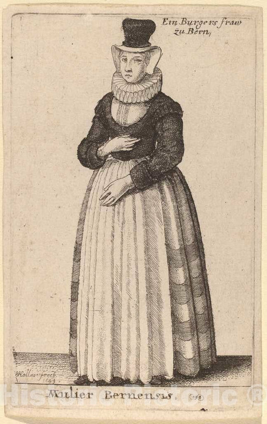 Art Print : Wenceslaus Hollar, Mulier Bernensis, 1649 - Vintage Wall Art