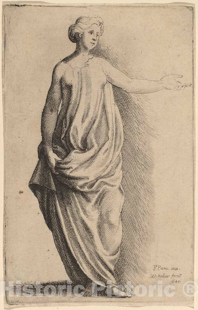 Art Print : Hollar After Parmigianino, Standing Figure - Vintage Wall Art