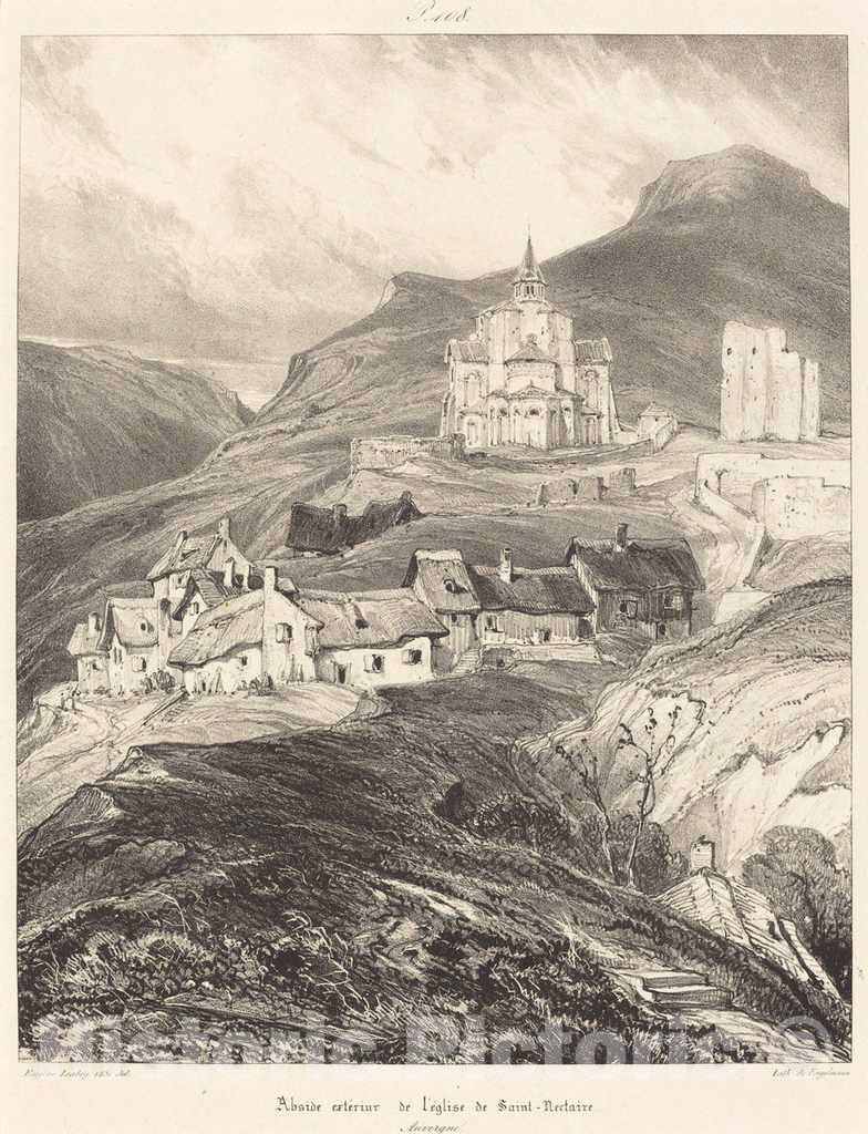 Art Print : EugÃ¨ne Isabey, Abside de l'Ã©glise de Saint-Nectaire, 1831 - Vintage Wall Art