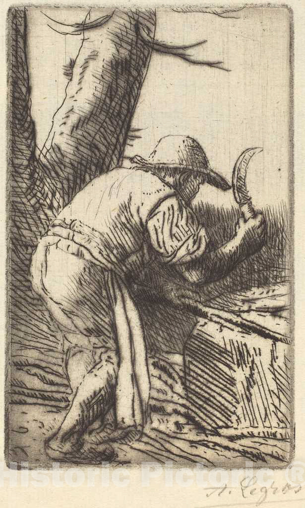 Art Print : Alphonse Legros, Fagot-Cutter (Le coupeur de fagots) - Vintage Wall Art