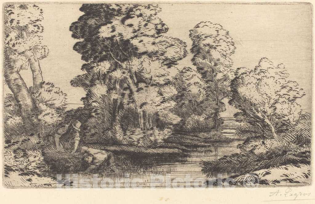 Art Print : Alphonse Legros, Valley in Bourgogne (Une Vallee en Bourgogne) - Vintage Wall Art