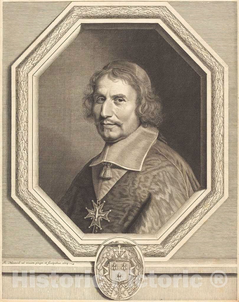 Art Print : Robert Nanteuil, Cardinal Antonio Barberini, 1664 - Vintage Wall Art