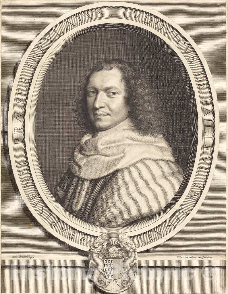Art Print : Robert Nanteuil, Louis-Dominique de Bailleul, 1658 - Vintage Wall Art