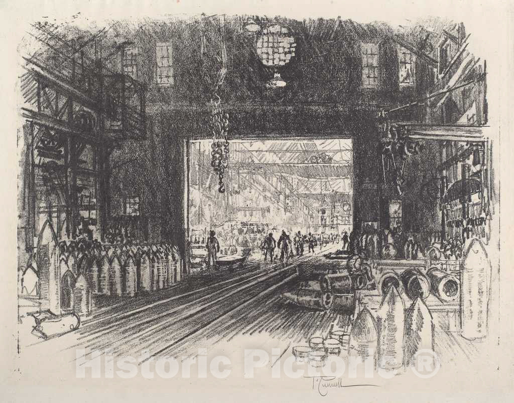 Art Print : Joseph Pennell, Shell Factory, No.II, 1917 - Vintage Wall Art