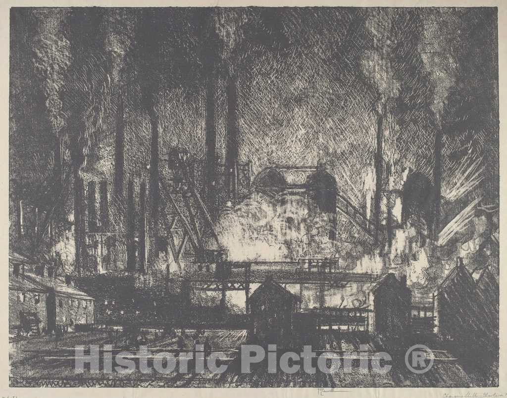 Art Print : Joseph Pennell, Changing Shifts, Charleroi, 1911 - Vintage Wall Art