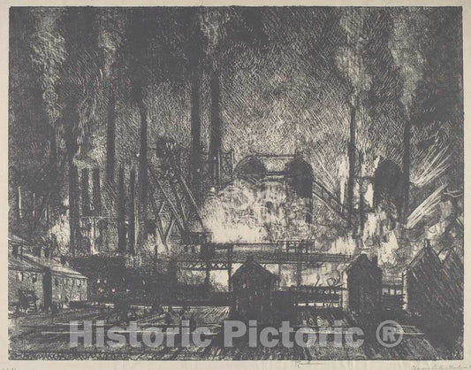 Art Print : Joseph Pennell, Changing Shifts, Charleroi, 1911 - Vintage Wall Art