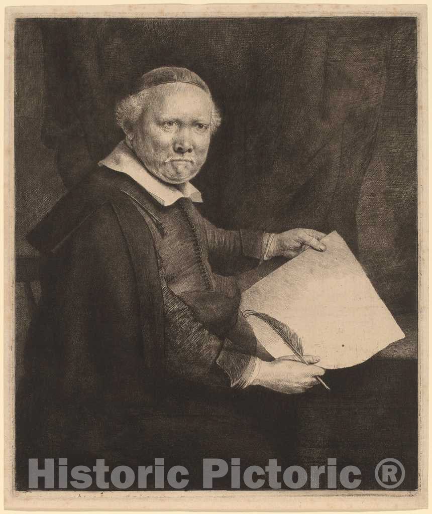 Art Print : Rembrandt, Lieven Willemsz Van Coppenol: The Larger Plate, 1658 - Vintage Wall Art