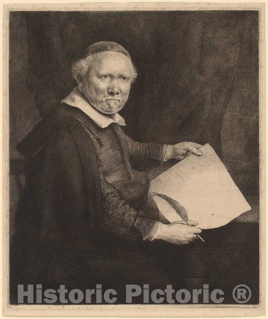 Art Print : Rembrandt, Lieven Willemsz Van Coppenol: The Larger Plate, 1658 - Vintage Wall Art